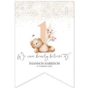 Bandeirinha Urso e Abelha Primeiro Aniversário