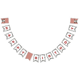 Bandeirinha Vaca sagrada primeiro aniversário Xadrez Vermelho 