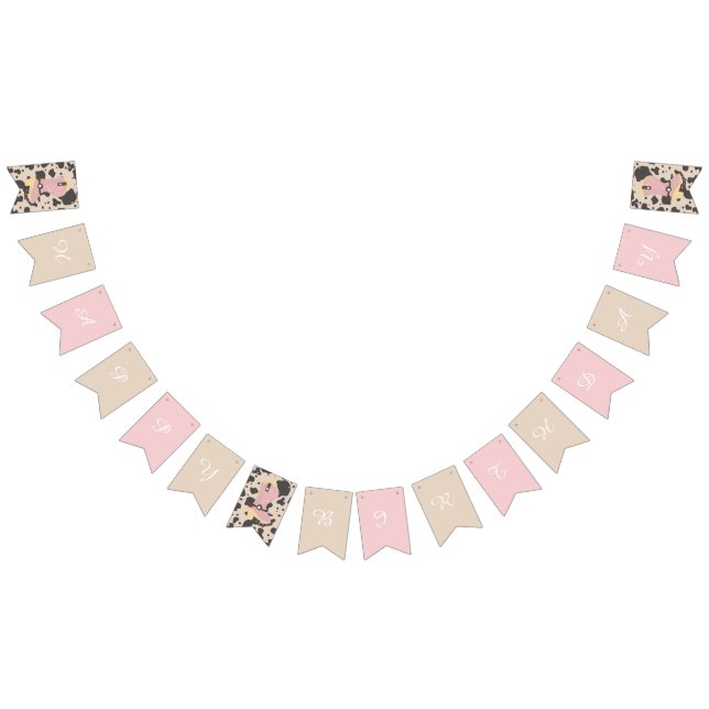 Bandeirinha Vaqueira Vaca Rosa Terra Queimada Feliz Aniversári (Todos)