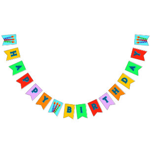 Bandeirinha Velas e cores de aniversário felizes