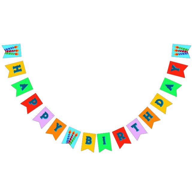 Bandeirinha Velas e cores de aniversário felizes (Todos)