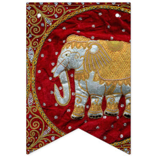 Bandeirinha Vermelho Embellished e ouro do elefante indiano