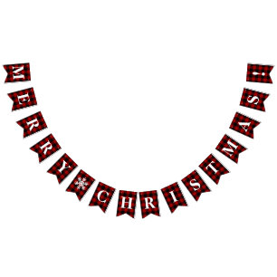 Bandeirinha Vermelho Personalizável, Xadrez Negra Feliz Natal!