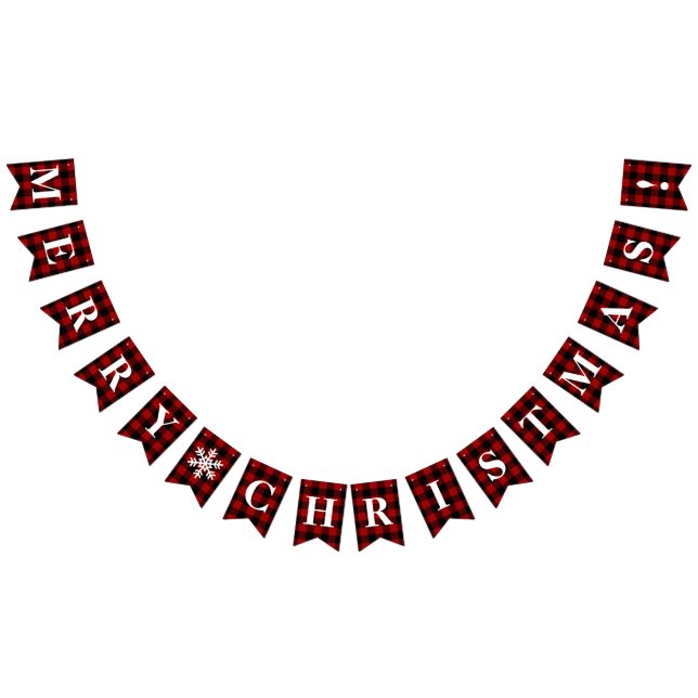 Bandeirinha Vermelho Personalizável, Xadrez Negra Feliz Natal! (Todos)