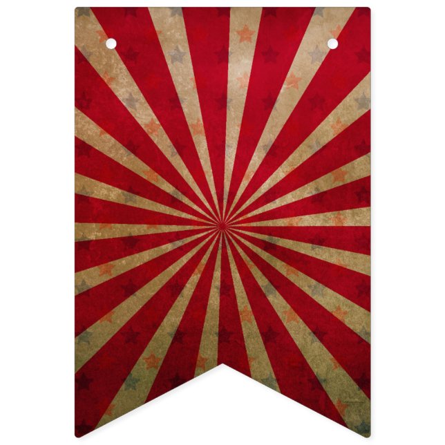 Bandeirinha Vintage Circus Tent Stars Red Lines Carnival (Primeira Bandeira)