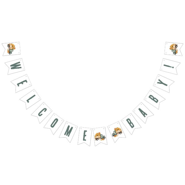 Bandeirinha Vintage Pickup Truck Pumpkins Chá de fraldas (Todos)