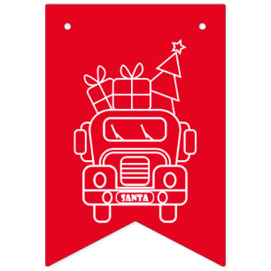 Bandeirinha Visão geral da frente do carro de Papais noeis de 
