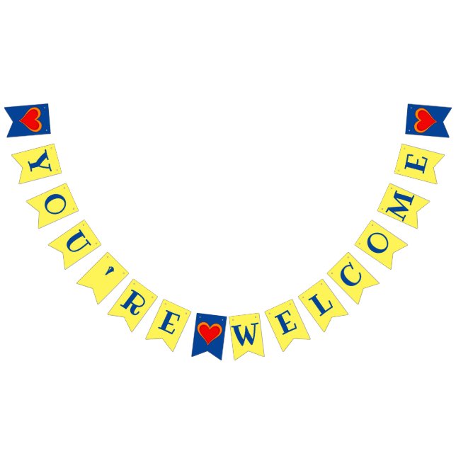 Bandeirinha VOCÊ É BEM-VINDO - design 1 do amor cardíaco (Todos)