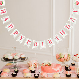 Bandeirinha Watercolor Strawberry Berry First Festa de anivers