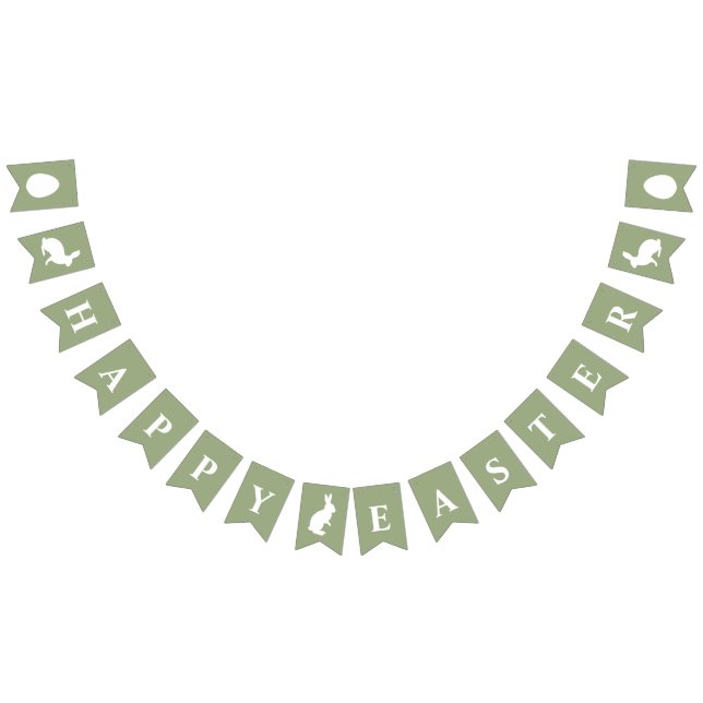 Bandeirinha White Bunnies On Green With Happy Easter Saying (Todos)