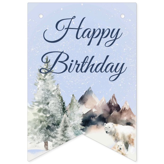 Bandeirinha Winter Forest Birthday Banner (Primeira Bandeira)