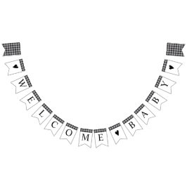 Bandeirinha Xadrez de Buffalo Clássico Chá de fraldas Branco P