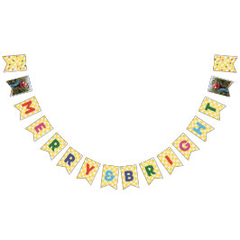 Bandeirinha Yellow Checkerboard Merry & Bright Bunting Banner