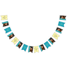 Bandeirinha Yellow Turquoise Photo Graduation Congratulations