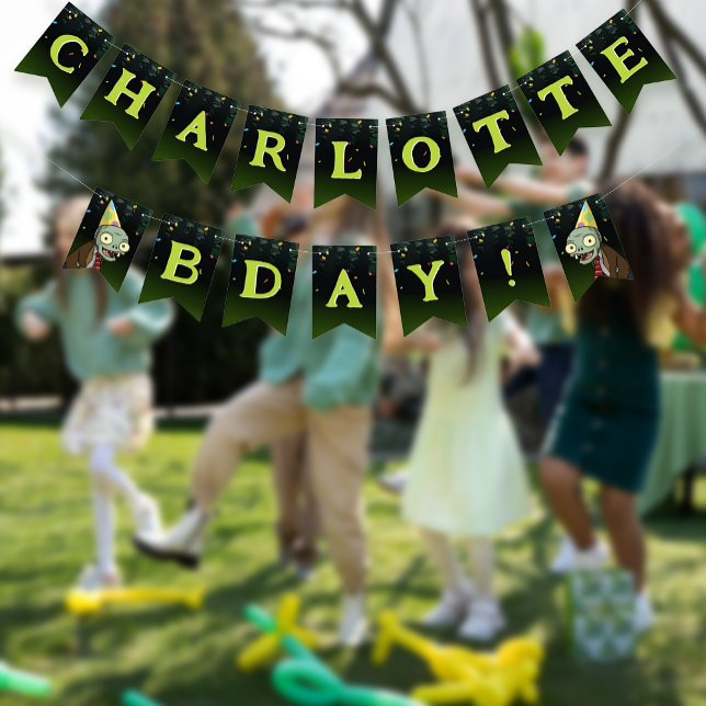 Bandeirinha Zombie Birthday Crianças Assustadoras Monstro (Criador carregado)