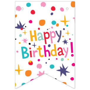 Bandeirinhas de Confetes de Aniversário Retrô