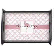 Art Deco Wave Patten Pink Flamingo