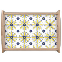 Azulejo de Margarida Mediterrâneo Azul-Marinho e A