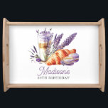Bandeja Belo aniversário Brunch Macarons e Croissant<br><div class="desc">Belo Watercolor Brunch tematizou design. Uma escolha encantadora e elegante. Os produtos correspondentes podem ser encontrados na coleção de Lavandas Birthday Brunch.</div>