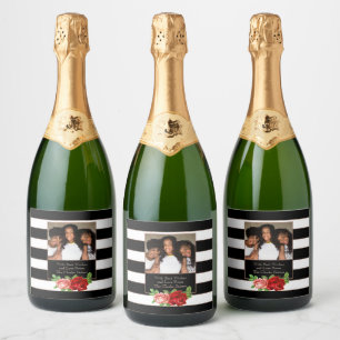 Bandeja Bronze Preta e Branca Floral - Foto Person