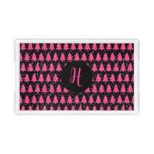 Árvore de Natal Monograma Moderna em Fuchsia e Pre