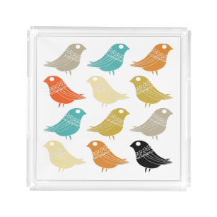 Bandeja De Acrílico Aves Brilhantes, Escandinavas - Geométricas Colori