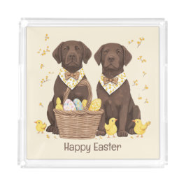 Bandeja De Acrílico Cachorros Labrador Retriever Chocolate Feliz Pásco