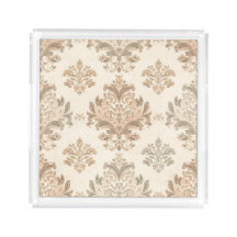 Elegante Bege Damask Vintage Casa de Campo Frances