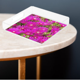 Bandeja De Acrílico Flores De Gelo Rosa Floral