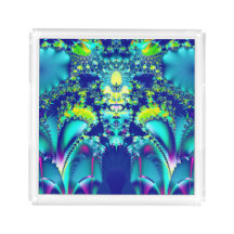 Fractal Simétrico Verde Azul abstrato Azul