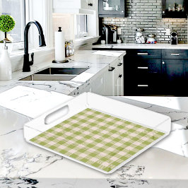 Bandeja De Acrílico Green Plaid Pattern Acrylic Tray