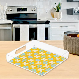Bandeja De Acrílico Light Blue Flower Pattern Acrylic Tray