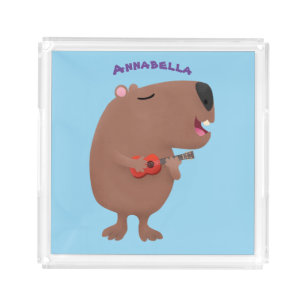 Bandeja De Acrílico Óptica desenho animado de capybara ukulele