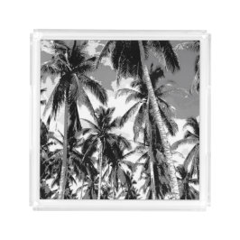 Bandeja De Acrílico Palmeiras tropicais. Design posterizado.