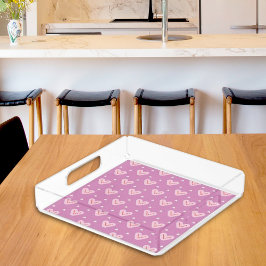 Bandeja De Acrílico Purple Heart Pattern Acrylic Tray