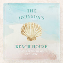 Bandeja de Vidro com Tema de Praia Monograma