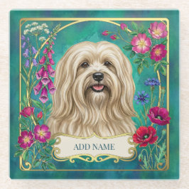 Bandeja de Vidro Floral Personalizada Lhasa Apso C
