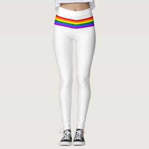Bandeja do arco-íris personalizado Leggings branco