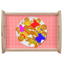 Família de Gingerbread Men, Red Gingham Background