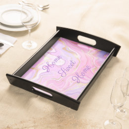 Bandeja Luxo Marble Glitter Rosa Púrpura Dourada
