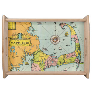 Bandeja Mapa do vintage de Cape Cod