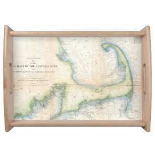 Bandeja Mapa do vintage de Cape Cod (1857)