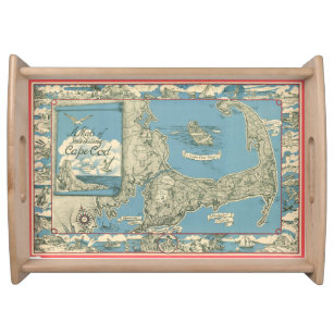 Bandeja Mapa do vintage de Cape Cod (1945)