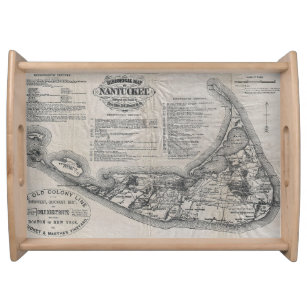 Bandeja Mapa do vintage de Nantucket