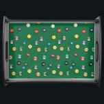 Bandeja Mesa de Piscina de Billiers Noturnos de Jogo da Fa<br><div class="desc">Este padrão apresenta bolas de bilhar desenhadas à mão 1-15,  sólidos e listras evocando a competição lúdica dos bilhares.</div>