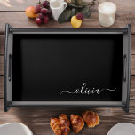 Bandeja Monograma Elegante Moderno e Branco Negro<br><div class="desc">Apresentando nossa Coleção de Monogramas Modernos Minimalistas Pretos e Brancos: adote simplicidade e sofisticação com nossos designs minimalistas, curados para elevar seu estilo sem esforço. Feita de olho na estética moderna, essa coleção apresenta designs negras e brancos elegantes, acentuados por monogramas personalizados. De papelaria chic a acessórios versáteis, nossa coleção...</div>