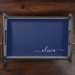 Bandeja Monograma marinho Azul e Branco Moderno<br><div class="desc">Apresentando nossa Coleção de Monogramas Modernos Azul e Branco: Eleve sua decoração caseira com nossa sofisticada coleção com um esquema de cores azul e branco do marinho contemporâneo. Cada peça é trabalhada meticulosamente para exudir elegância e estilo, perfeito para adicionar um toque de talento moderno a qualquer sala. Quer você...</div>