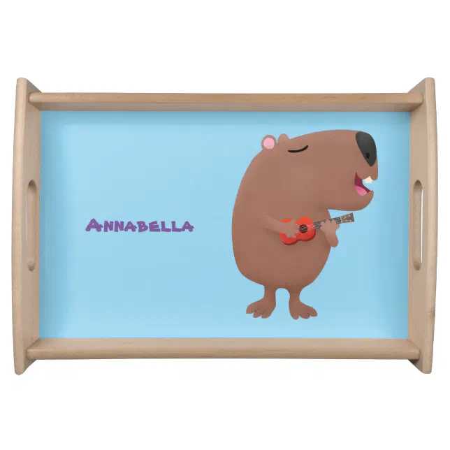 Etiqueta De Nome Óptica desenho animado de capybara ukulele