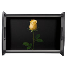 Bandeja preta 4 Luxe com Rosa Amarela Iluminada pe