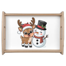 Rena de Natal e Boneco de Neve Fofos.